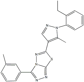 6-[1-(2-ethylphenyl)-5-methyl-1H-pyrazol-4-yl]-3-(3-methylphenyl)[1,2,4]triazolo[3,4-b][1,3,4]thiadiazole Struktur