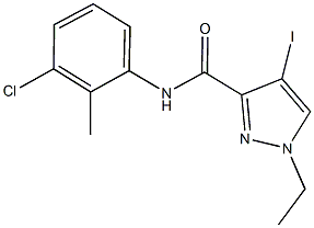 N-(3-chloro-2-methylphenyl)-1-ethyl-4-iodo-1H-pyrazole-3-carboxamide Struktur