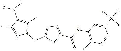 N-[2-fluoro-5-(trifluoromethyl)phenyl]-5-({4-nitro-3,5-dimethyl-1H-pyrazol-1-yl}methyl)-2-furamide Struktur