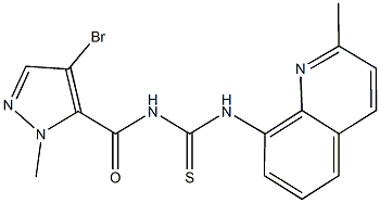 N-[(4-bromo-1-methyl-1H-pyrazol-5-yl)carbonyl]-N'-(2-methyl-8-quinolinyl)thiourea Struktur