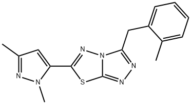 6-(1,3-dimethyl-1H-pyrazol-5-yl)-3-(2-methylbenzyl)[1,2,4]triazolo[3,4-b][1,3,4]thiadiazole Struktur