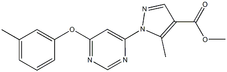 methyl 5-methyl-1-[6-(3-methylphenoxy)-4-pyrimidinyl]-1H-pyrazole-4-carboxylate Struktur