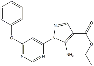 ethyl5-amino-1-(6-phenoxy-4-pyrimidinyl)-1H-pyrazole-4-carboxylate Struktur