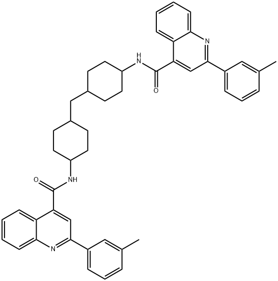 2-(3-methylphenyl)-N-(4-{[4-({[2-(3-methylphenyl)-4-quinolinyl]carbonyl}amino)cyclohexyl]methyl}cyclohexyl)-4-quinolinecarboxamide Struktur