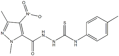 2-({4-nitro-1,3-dimethyl-1H-pyrazol-5-yl}carbonyl)-N-(4-methylphenyl)hydrazinecarbothioamide Struktur