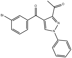 1-[4-(3-bromobenzoyl)-1-phenyl-1H-pyrazol-3-yl]ethanone Struktur