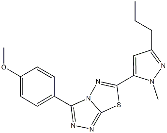 methyl 4-[6-(1-methyl-3-propyl-1H-pyrazol-5-yl)[1,2,4]triazolo[3,4-b][1,3,4]thiadiazol-3-yl]phenyl ether Struktur