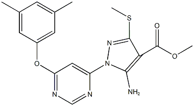 methyl 5-amino-1-[6-(3,5-dimethylphenoxy)-4-pyrimidinyl]-3-(methylsulfanyl)-1H-pyrazole-4-carboxylate Struktur