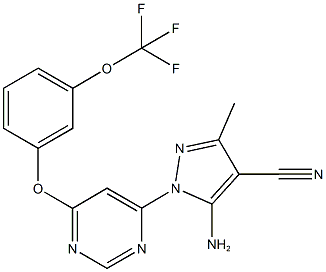 5-amino-3-methyl-1-{6-[3-(trifluoromethoxy)phenoxy]-4-pyrimidinyl}-1H-pyrazole-4-carbonitrile Struktur