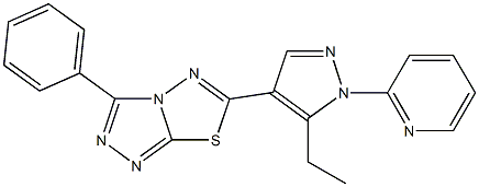 6-[5-ethyl-1-(2-pyridinyl)-1H-pyrazol-4-yl]-3-phenyl[1,2,4]triazolo[3,4-b][1,3,4]thiadiazole Struktur