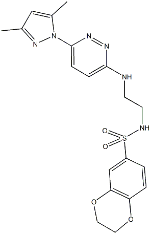 N-(2-{[6-(3,5-dimethyl-1H-pyrazol-1-yl)-3-pyridazinyl]amino}ethyl)-2,3-dihydro-1,4-benzodioxine-6-sulfonamide Struktur