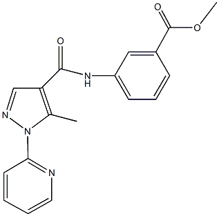 methyl 3-({[5-methyl-1-(2-pyridinyl)-1H-pyrazol-4-yl]carbonyl}amino)benzoate Struktur