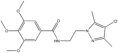 N-[2-(4-chloro-3,5-dimethyl-1H-pyrazol-1-yl)ethyl]-3,4,5-trimethoxybenzamide Struktur