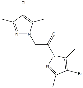 4-bromo-1-[(4-chloro-3,5-dimethyl-1H-pyrazol-1-yl)acetyl]-3,5-dimethyl-1H-pyrazole Struktur