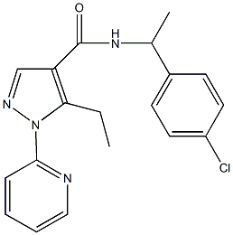 N-[1-(4-chlorophenyl)ethyl]-5-ethyl-1-(2-pyridinyl)-1H-pyrazole-4-carboxamide Struktur