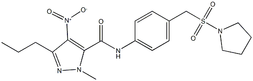 4-nitro-1-methyl-3-propyl-N-{4-[(1-pyrrolidinylsulfonyl)methyl]phenyl}-1H-pyrazole-5-carboxamide Struktur