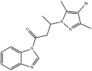 1-[3-(4-bromo-3,5-dimethyl-1H-pyrazol-1-yl)butanoyl]-1H-benzimidazole Struktur