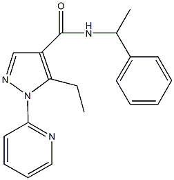 5-ethyl-N-(1-phenylethyl)-1-(2-pyridinyl)-1H-pyrazole-4-carboxamide Struktur