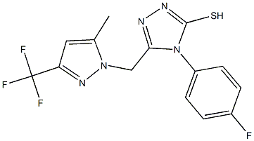 4-(4-fluorophenyl)-5-{[5-methyl-3-(trifluoromethyl)-1H-pyrazol-1-yl]methyl}-4H-1,2,4-triazol-3-yl hydrosulfide Struktur