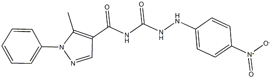 N-[(2-{4-nitrophenyl}hydrazino)carbonyl]-5-methyl-1-phenyl-1H-pyrazole-4-carboxamide Struktur