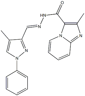 2-methyl-N'-[(4-methyl-1-phenyl-1H-pyrazol-3-yl)methylene]imidazo[1,2-a]pyridine-3-carbohydrazide Struktur