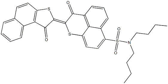 N,N-dibutyl-3-oxo-2-(1-oxonaphtho[2,1-b]thien-2(1H)-ylidene)-2,3-dihydrobenzo[de]thiochromene-7-sulfonamide Struktur