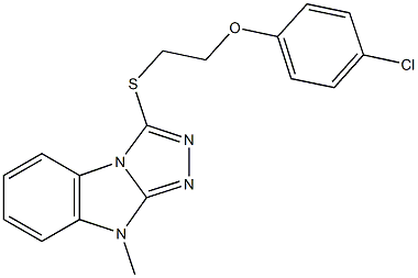 3-{[2-(4-chlorophenoxy)ethyl]sulfanyl}-9-methyl-9H-[1,2,4]triazolo[4,3-a]benzimidazole Struktur