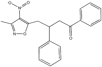 4-{4-nitro-3-methyl-5-isoxazolyl}-1,3-diphenyl-1-butanone Struktur