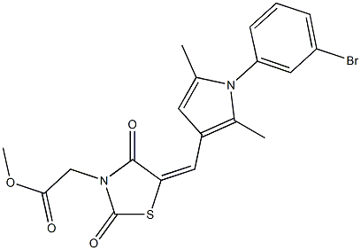 methyl (5-{[1-(3-bromophenyl)-2,5-dimethyl-1H-pyrrol-3-yl]methylene}-2,4-dioxo-1,3-thiazolidin-3-yl)acetate Struktur