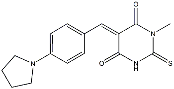 1-methyl-5-[4-(1-pyrrolidinyl)benzylidene]-2-thioxodihydro-4,6(1H,5H)-pyrimidinedione Struktur