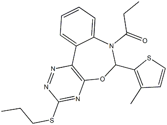 6-(3-methyl-2-thienyl)-7-propionyl-6,7-dihydro[1,2,4]triazino[5,6-d][3,1]benzoxazepin-3-yl propyl sulfide Struktur