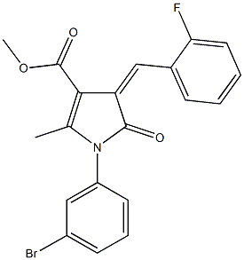 methyl 1-(3-bromophenyl)-4-(2-fluorobenzylidene)-2-methyl-5-oxo-4,5-dihydro-1H-pyrrole-3-carboxylate Struktur