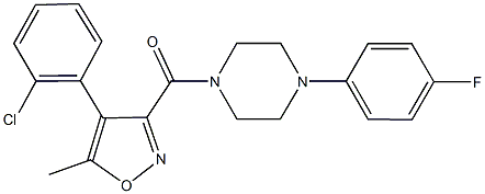 1-{[4-(2-chlorophenyl)-5-methyl-3-isoxazolyl]carbonyl}-4-(4-fluorophenyl)piperazine Struktur