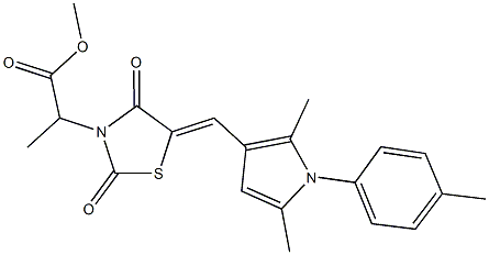 methyl 2-(5-{[2,5-dimethyl-1-(4-methylphenyl)-1H-pyrrol-3-yl]methylene}-2,4-dioxo-1,3-thiazolidin-3-yl)propanoate Struktur