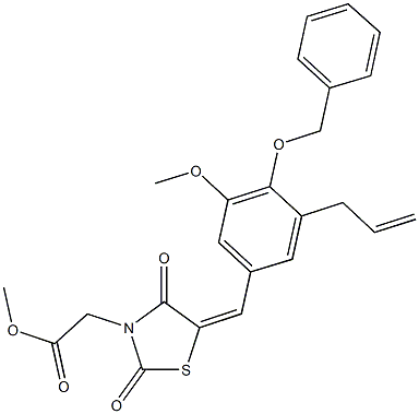 methyl {5-[3-allyl-4-(benzyloxy)-5-methoxybenzylidene]-2,4-dioxo-1,3-thiazolidin-3-yl}acetate Struktur