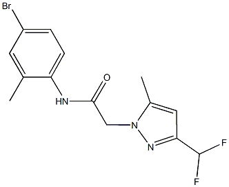 N-(4-bromo-2-methylphenyl)-2-[3-(difluoromethyl)-5-methyl-1H-pyrazol-1-yl]acetamide Struktur