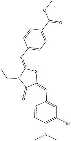 methyl4-({5-[3-bromo-4-(dimethylamino)benzylidene]-3-ethyl-4-oxo-1,3-thiazolidin-2-ylidene}amino)benzoate Struktur