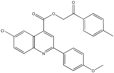 2-(4-methylphenyl)-2-oxoethyl 6-chloro-2-(4-methoxyphenyl)-4-quinolinecarboxylate Struktur