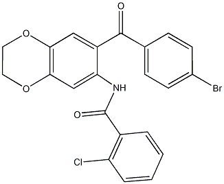 N-[7-(4-bromobenzoyl)-2,3-dihydro-1,4-benzodioxin-6-yl]-2-chlorobenzamide Struktur