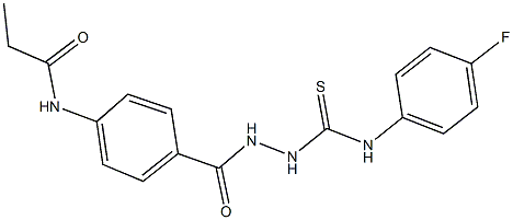 N-[4-({2-[(4-fluoroanilino)carbothioyl]hydrazino}carbonyl)phenyl]propanamide Struktur