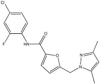 N-(4-chloro-2-fluorophenyl)-5-[(3,5-dimethyl-1H-pyrazol-1-yl)methyl]-2-furamide Struktur