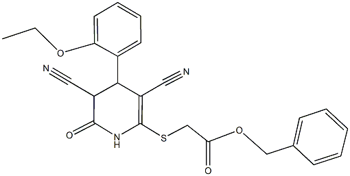 benzyl {[3,5-dicyano-4-(2-ethoxyphenyl)-6-oxo-1,4,5,6-tetrahydro-2-pyridinyl]sulfanyl}acetate Struktur