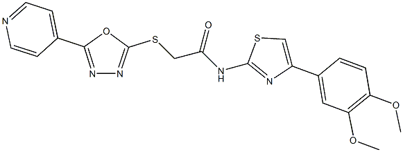 N-[4-(3,4-dimethoxyphenyl)-1,3-thiazol-2-yl]-2-{[5-(4-pyridinyl)-1,3,4-oxadiazol-2-yl]sulfanyl}acetamide Struktur