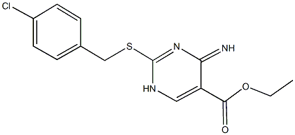 ethyl 2-[(4-chlorobenzyl)sulfanyl]-4-imino-1,4-dihydro-5-pyrimidinecarboxylate Struktur