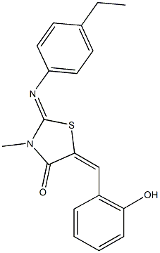 2-[(4-ethylphenyl)imino]-5-(2-hydroxybenzylidene)-3-methyl-1,3-thiazolidin-4-one Struktur