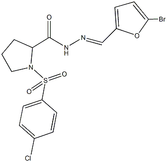 N'-[(5-bromo-2-furyl)methylene]-1-[(4-chlorophenyl)sulfonyl]-2-pyrrolidinecarbohydrazide Struktur