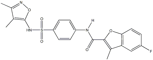 N-(4-{[(3,4-dimethyl-5-isoxazolyl)amino]sulfonyl}phenyl)-5-fluoro-3-methyl-1-benzofuran-2-carboxamide Struktur