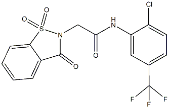 N-[2-chloro-5-(trifluoromethyl)phenyl]-2-(1,1-dioxido-3-oxo-1,2-benzisothiazol-2(3H)-yl)acetamide Struktur