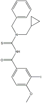 N-benzyl-N-(cyclopropylmethyl)-N'-(3-iodo-4-methoxybenzoyl)thiourea Struktur