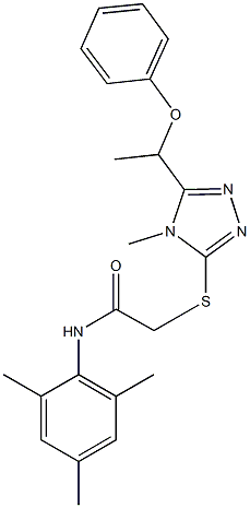 N-mesityl-2-{[4-methyl-5-(1-phenoxyethyl)-4H-1,2,4-triazol-3-yl]sulfanyl}acetamide Struktur